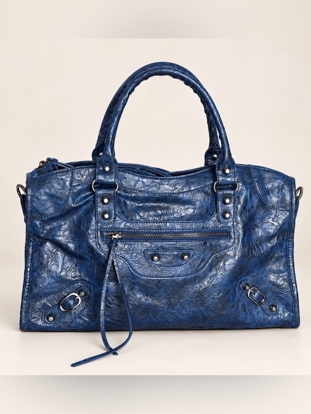 City Blue Leather Top-Handle